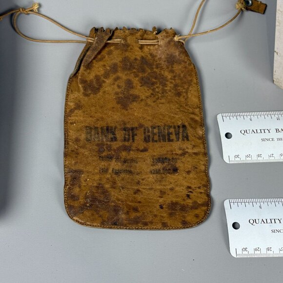 Meyer Threads Box Set W/Vintage Leather Pouch Rulers & Thread Co. Bank of Geneva - Picture 3 of 6